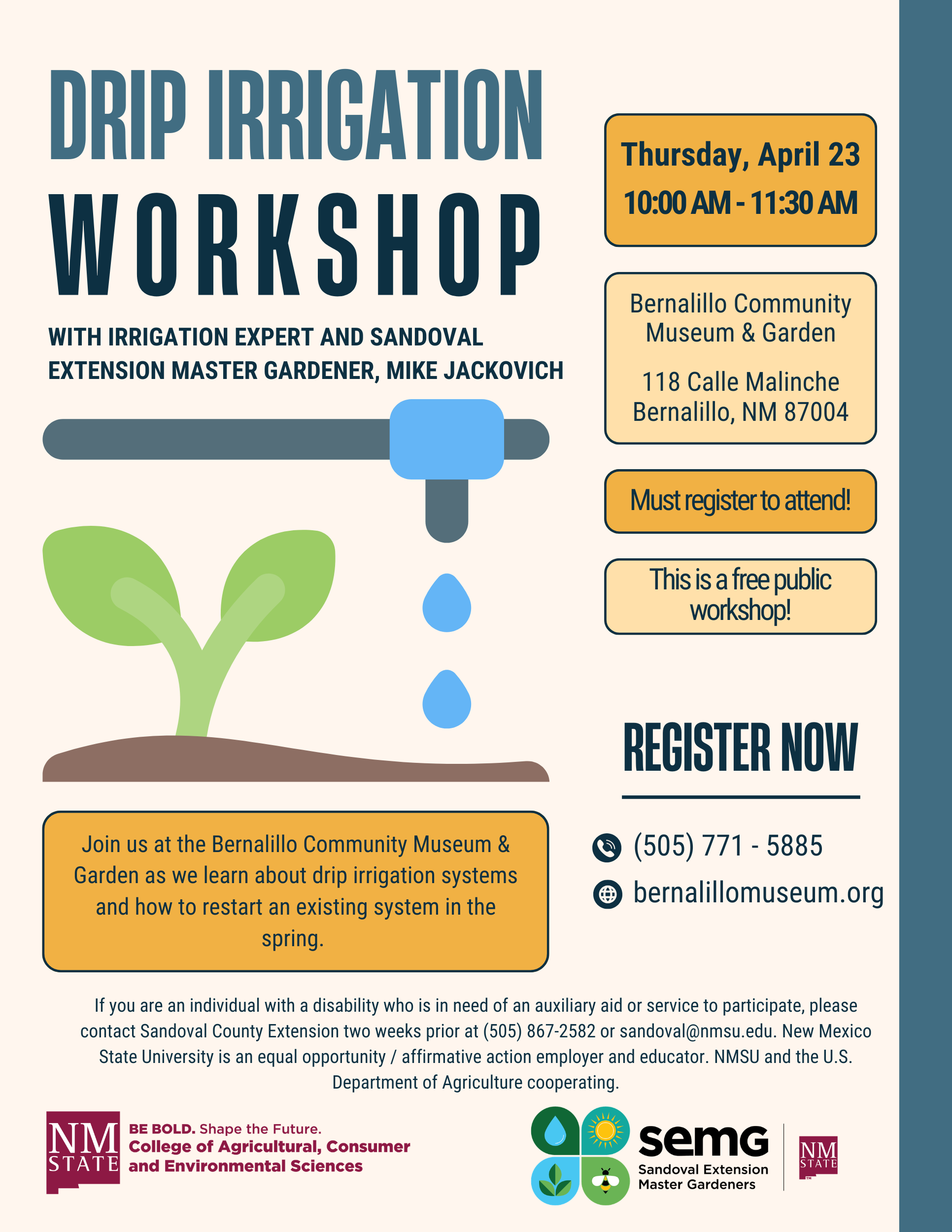 flyer for irrigation workshop